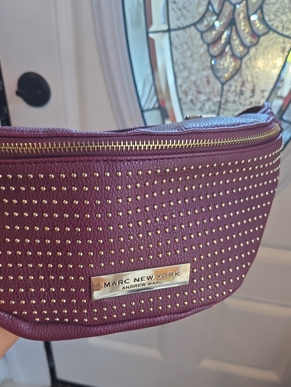 Belt Bag In Style ! Marc New York Studded Crossbody Belt Bag with Gold Studs L